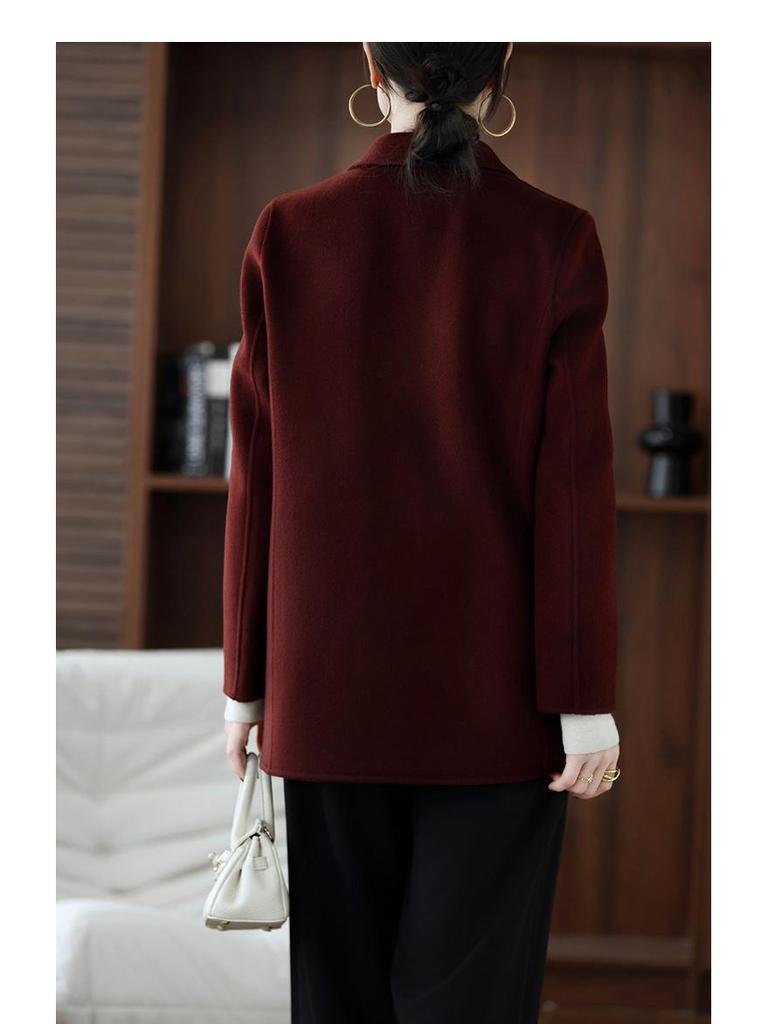 2025 Autumn/Winter Women's Double-Faced Wool Coat - Short, Loose, Petite Slimming Suit