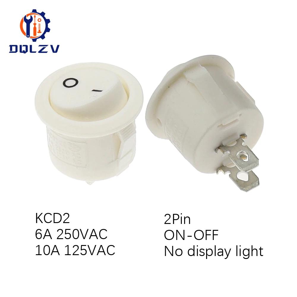 22mm Red Black White ON/OFF Round Rocker Toggle Switch 6A/250VAC 10A 125VAC Power Switch Cap with Plastic Push Button Switch