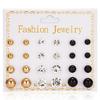 12 Pairs of Zircon Stud Earrings: Pearl, Flower & Bow Designs
