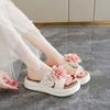 Flower pearl fairy slippers summer new outer wear with skirt sandals platform beach tide shoes