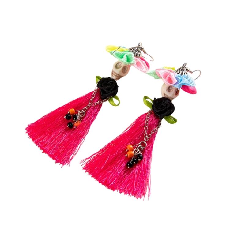 Unique Gothic Skeleton Earrings Bohemian Tassels Jewelry for Women Portable Ethnic Party Wear
