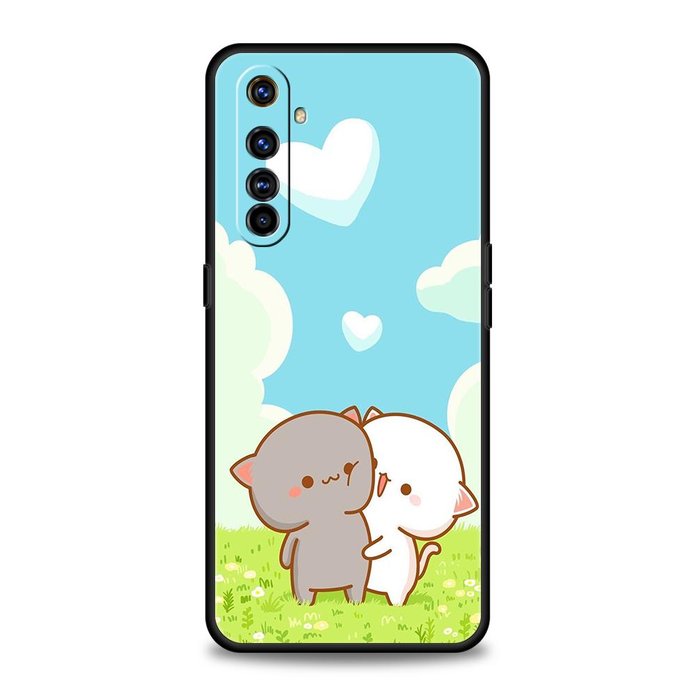 Peach And Goma Cat Phone Case for Realme 8 9 Pro Plus 8i 9i 6 7 GT2 C21 C25 C3 C11 11 Pro 5G Plus Shockproof Silicone Shell Bags