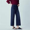 Giordano Women's Washed Mid-Waist Cropped Wide-Leg Jeans