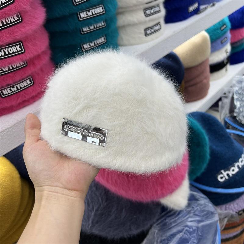 Fashion book rabbit fur forward hat women winter versatile retro reverse cap