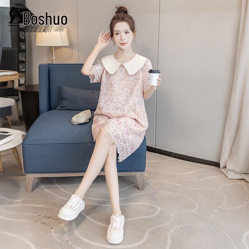 Sibaishe Women s Peter Pan Collar Lace Mini Dress M