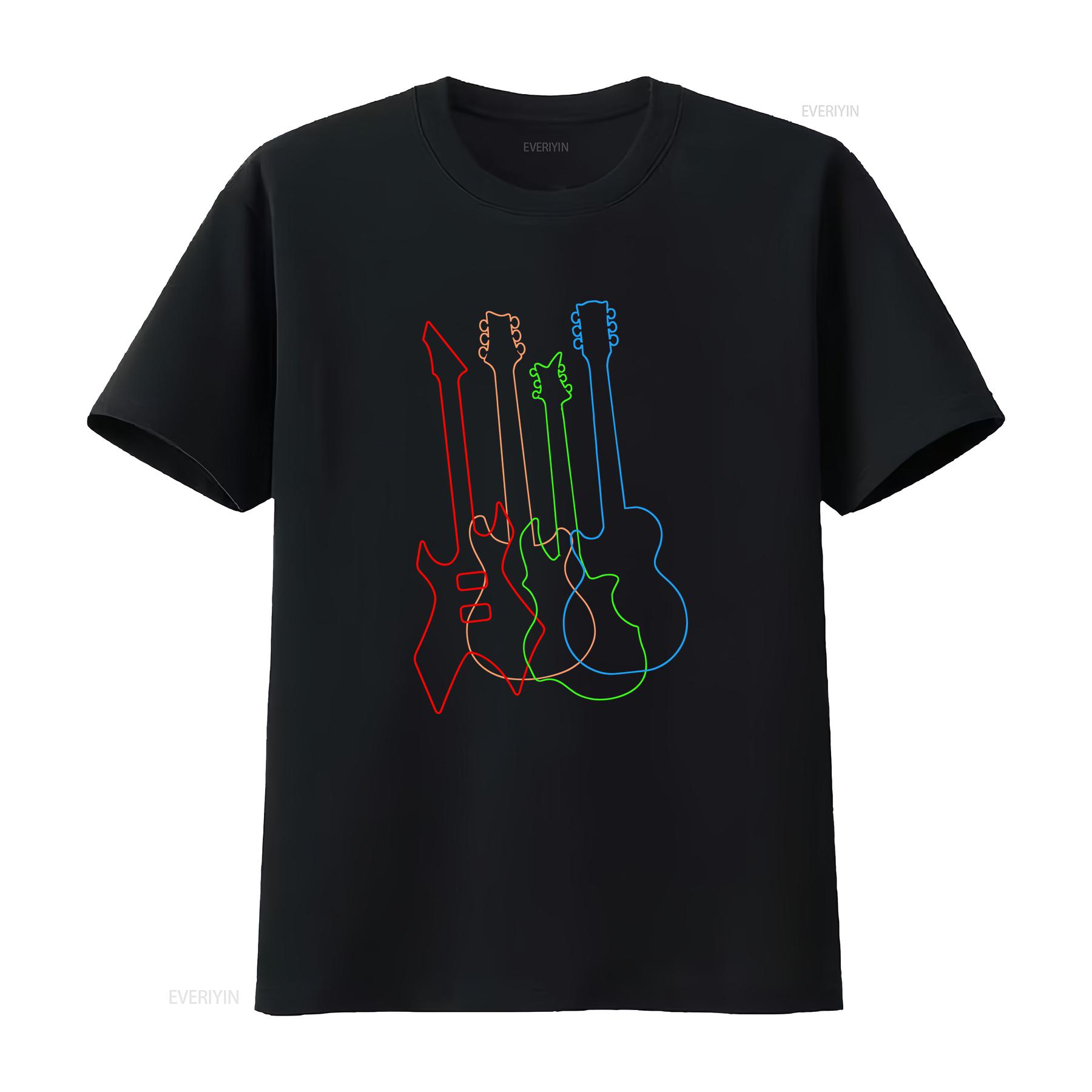 

Guitars Electric T Shirt Colored Acoustic Classical For vintage Washed Slightly Breathable Versatile Soft Casual Comfortable 4XL