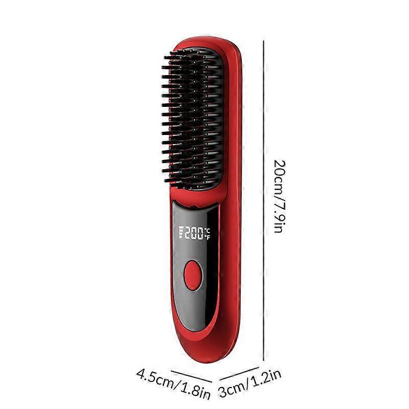 Cordless Hair Straightening Brush, 20s Fast Heat-Up, 3 Temperature Settings with LCD, Anti-Scald Comb, Type-C Charging, 2600mAh Battery for Home and T