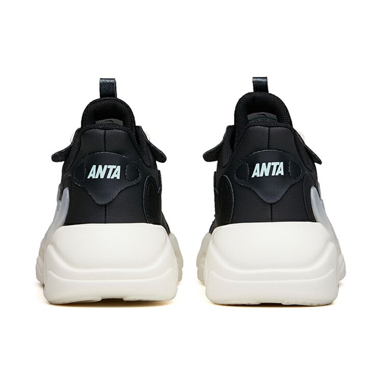 Anta Lifestyle Series Tide Worship 2.0 Leather Casual Non-Slip Shock Absorption Low-Top Dad Shoes Women Sneaker Black White 122138840-6
