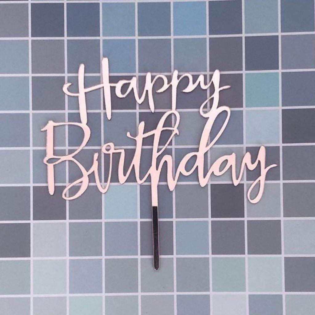 Happy Birthday Cake Topper Insert Card Acrylic Glitter Cake DIY Decoration Celebration Party Supplies