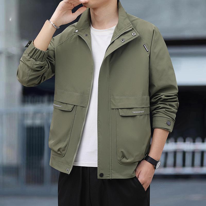 Simple Versatile Stand Collar Men's Jacket Korean Style Trendy Men's Clothing New Spring Autumn Fashion Brand Jacket Stylish
