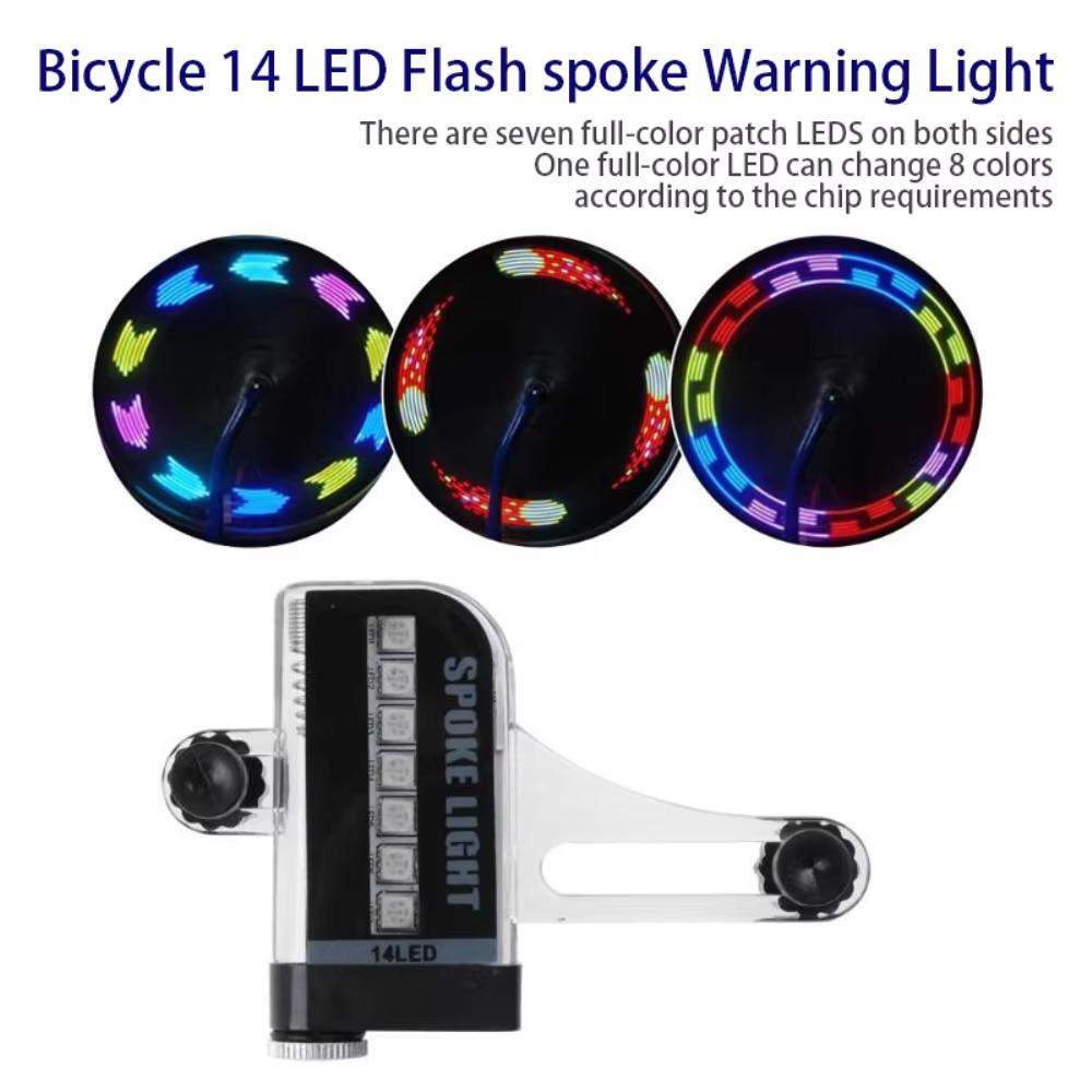 14 RGB LED Світло на спиці велосипедного колеса, USB акумуляторне, Велосипедні попереджувальні вогні, Водонепроникне світлодіодне неонове світло на шину велосипеда, Декор для обода велосипеда