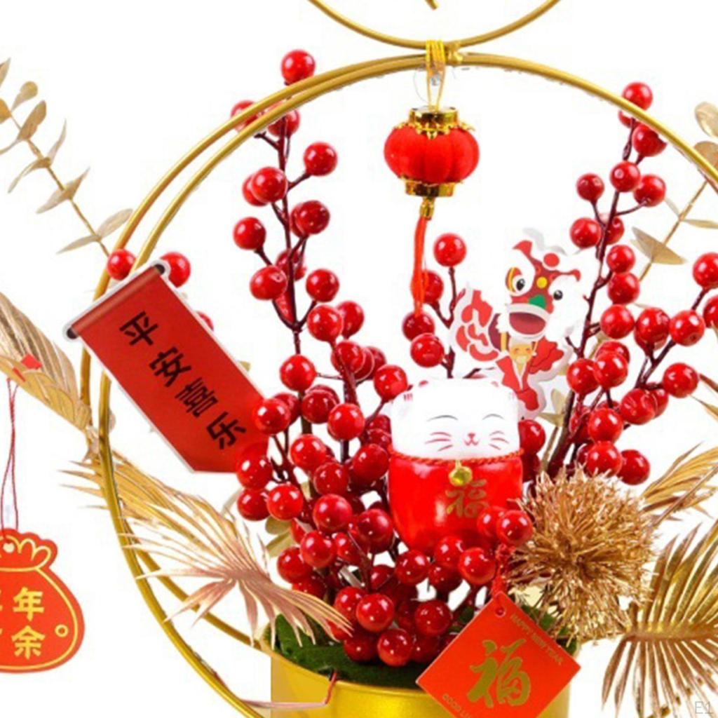 Chinese Year Ornaments Desk Night Light Lighted Artificial Potted Flower for Wedding