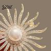 Scarf Pin Women Brooch High-Gloss Rhinestone Faux Pearl Inlay Sparkling