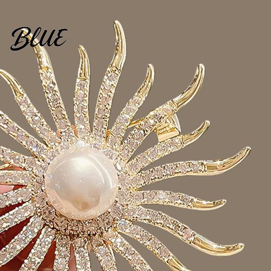 Scarf Pin Women Brooch High-Gloss Rhinestone Faux Pearl Inlay Sparkling