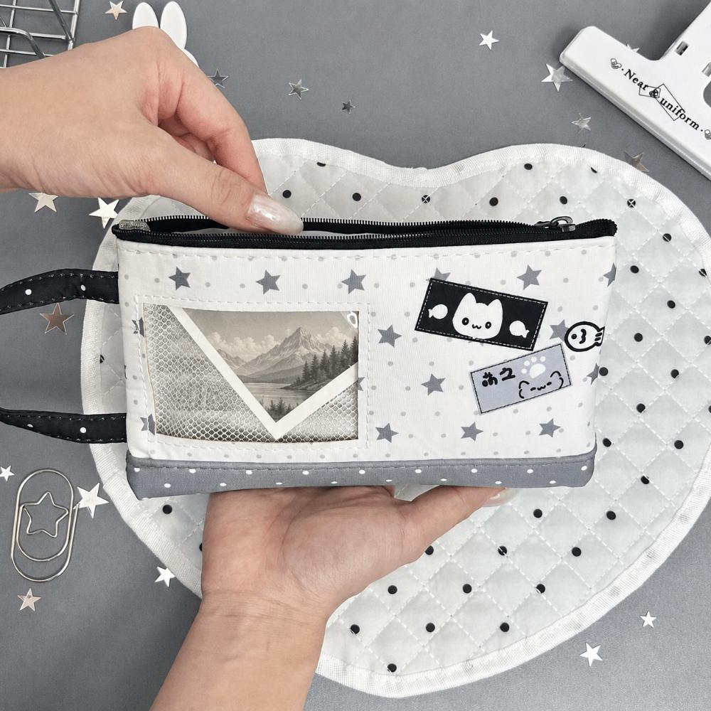 with Transparent Window Pencil Case Handheld Pencil Pouch Portable Pen Bag  Students