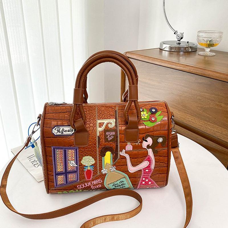 WTEMPO Kvinner stor håndveske skulderveske broderisett dekorasjonssømveske