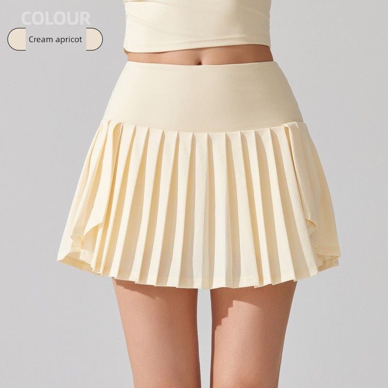 Export Pleated Sports Skirt High Waist Lining Pocket Fashion Tape Badminton Skirt Build Yoga Running Tennis Skirt