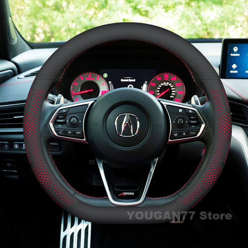 

Leather Car Steering Wheel Cover For Acura TLX Type S 2021 2022 2023 ILX RLX Non-slip Auto Steering Wheel Acura TLX Accessories