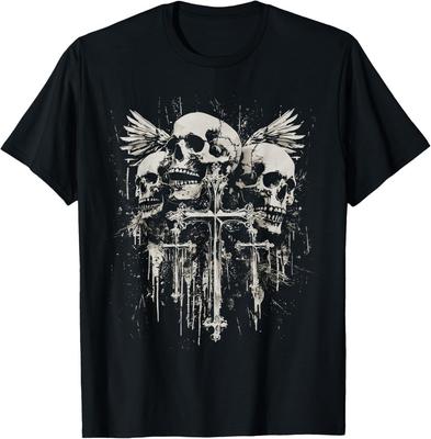 Camiseta unisex Caveira Cruz Y2K Gótico Alt Grunge Gótico Emo Estética