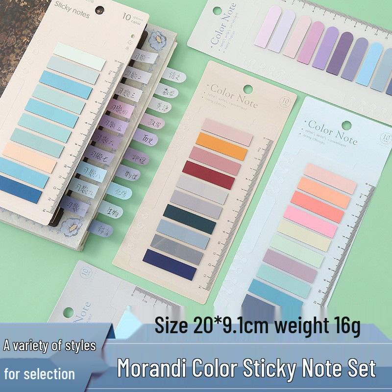 Morandi Color PET Sticky Notes Set - Index Tabs & Colored Notepad Combo