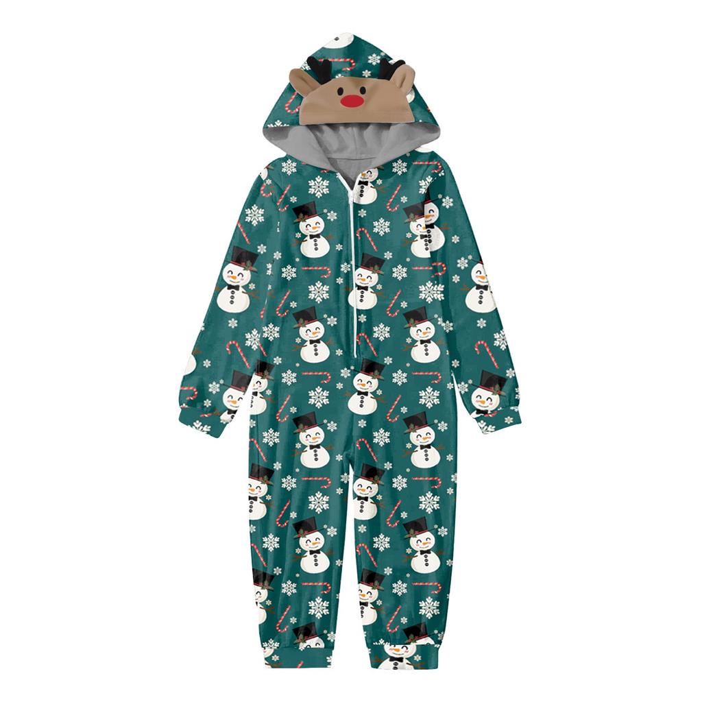 Rodzinny kombinezon z nadrukiem świątecznym, z długim rękawem i zamkiem błyskawicznym