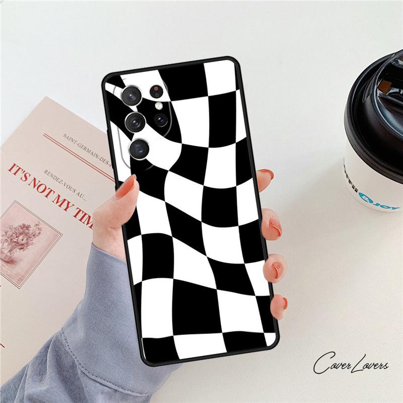 Crazy Checkered phone case For Samsung Galaxy S24 S25 S23 S22 Ultra Note 10 20 Plus S20 S21 FE Cover Note10 Pro(Plus)