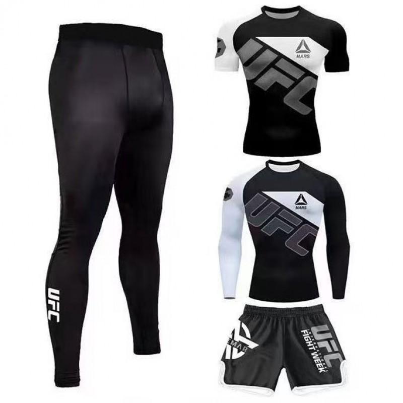 MMA Boxing Training Suit Set Men Women Lightweight Spandex Gym Fighting Wear With Short Sleeve Top Pants