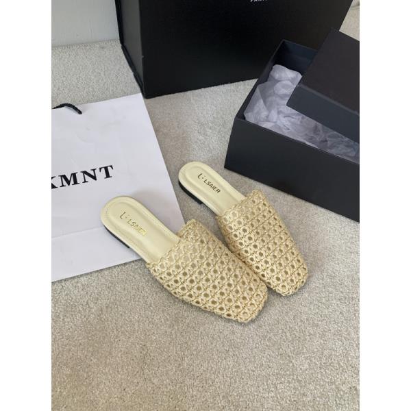 Fashion Slippers Casual Shoes Low Slides Fretwork Heels Slipers Women Luxury Soft Flat Summer 2025 Leisure Fashion Fabric Rubber PU