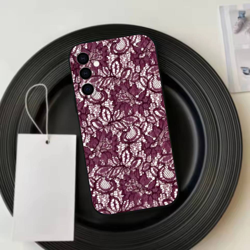 Sexy Lace P-Print Phone Case Black Silicone Soft For Samsung Galaxy A73,A72,A71,A70,A53,A52,A51
