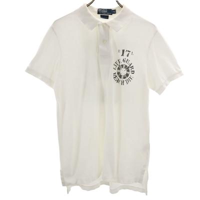 Polo von Ralph Lauren Kurzarm Custom Fit Poloshirt L weiß Rehbraun Herren Gebraucht