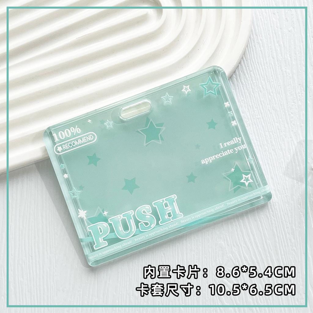 Student Clear Card Case Bus Cards Sleeve Sliding Horizontal Id Card Holder Transparent Employee Work Card Holder with Lanyard