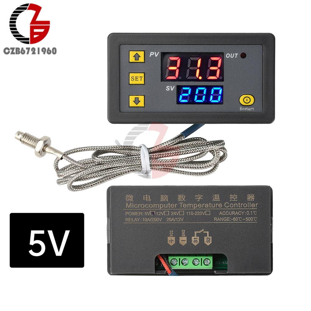 

DC 5V/12V/24V AC 110V-220V LED Digital Temperature Controller K-type Thermocouple Thermostat Regulator Heating Cooling Control