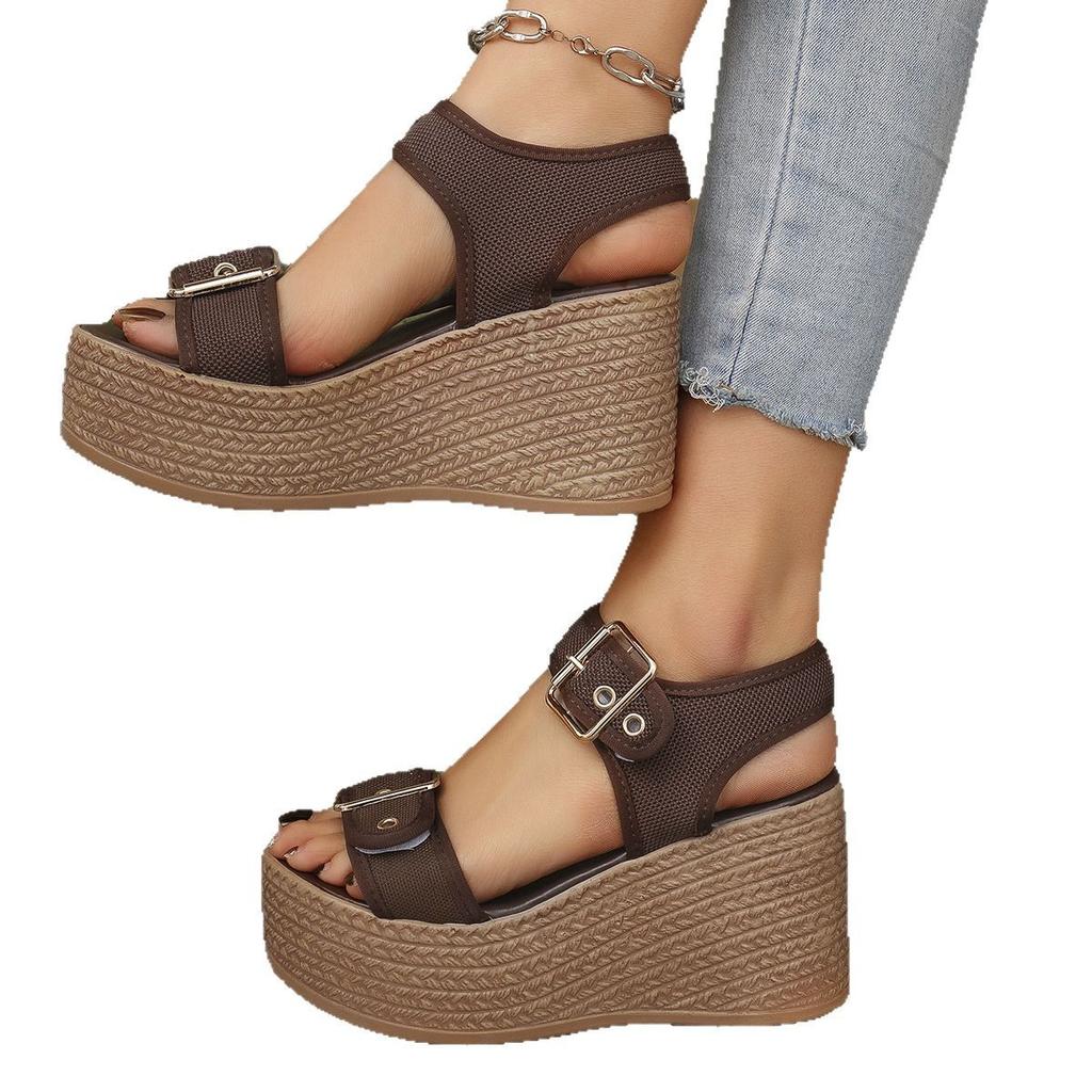 Sandals women, new wedge heel platform sandals high heels women's shoes, fashionable fish mouth casual sandals