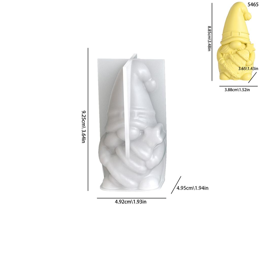 3D Christmas Santa Claus Candle Mould Beard Dwarf Gypsum Doll Silicone Molds Party Cake Decor Cartoon Human Resin Festival Gifts