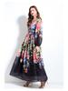 2025 Spring/Summer Floral V-Neck Lantern Sleeve Dress with Ruched Waist & Ruffle Hem