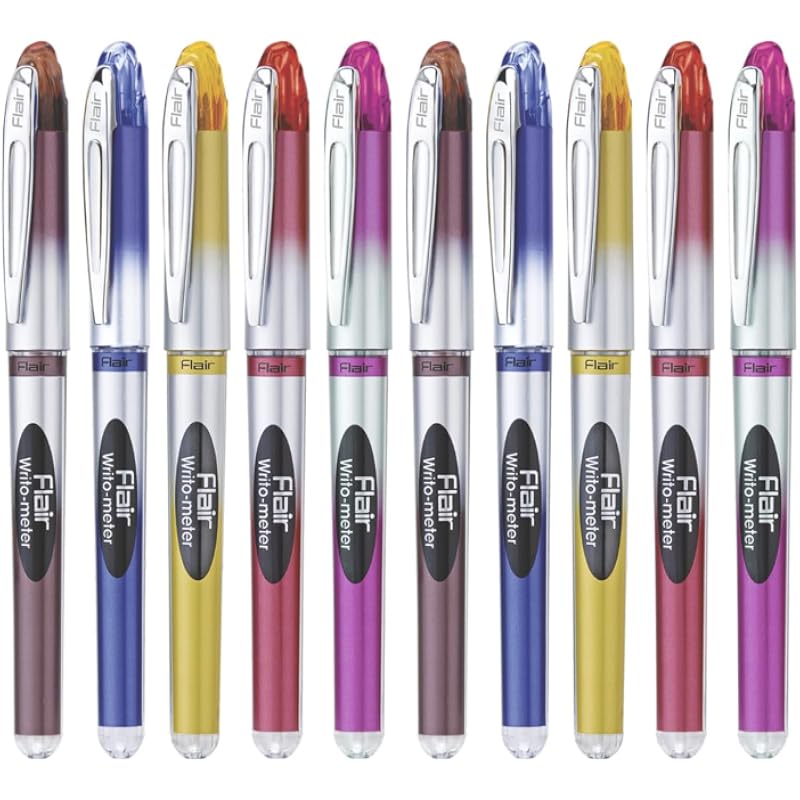 FLAIR Writometer 0.6mm Ball Pen Box Pack | Our Longest Writing Pens | Writes Upto 10,000 Meters | Smooth Ink Flow System