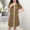 ZANZEA Women Splice Turn Down Collar Casual Short Sleeve Shirt Dress