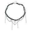 Rhinestone Cross Pendant Necklace Layered Snake Chain Glass Crystal Choker Adjustable Length Metal Alloy Jewelry for Women