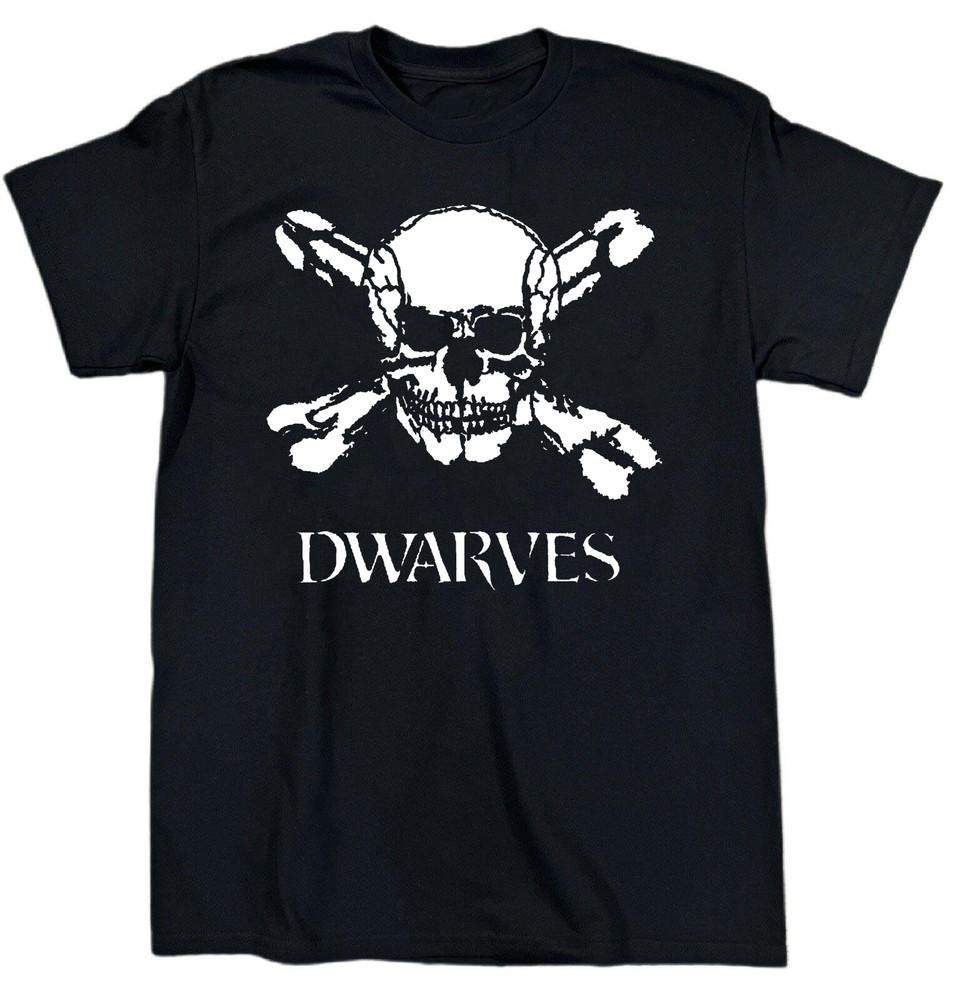 Totenkopf Knochen Zwerge Grafikdruck Schwarzes T-Shirt