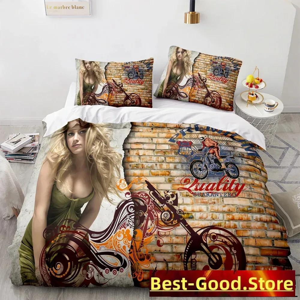 New Classic Motorcycle Bedding Set Single Twin Full Queen King Size Knight Bed Set Adult Kid Bedroom Duvet Cover Sets 3D Print