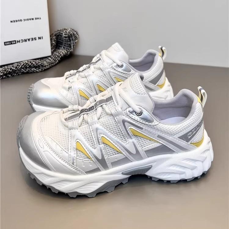 Leather Thin Mesh Outdoor Sports Shoes Women's 2025 Summer New Thick-soled, Lightweight and Breathable Versatile Head-shaking Dad Shoes