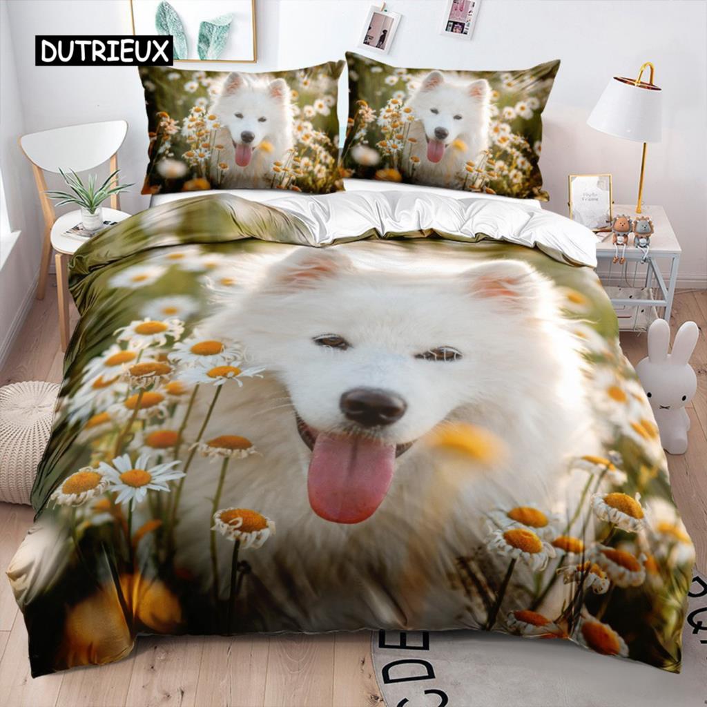 Cute Cat Dog Duvet Cover Bedding Set Animal Pet Duvet Cover Bedding Cover 2/3pcs Comforter Cover Home Decoration Women Children