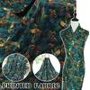 Chinese Landscape Painting Fabric Silk Stretch Satin Cloth for Cheongsam Hanfu DIY Sewing Craft Dress Stage Clothing Supplies
