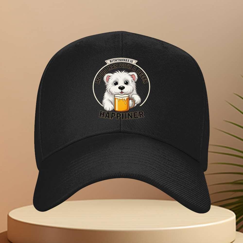 Samoyed Beer Lover Baseball Cap Cute Dog Graphic Adjustable Outdoor Casual Hat