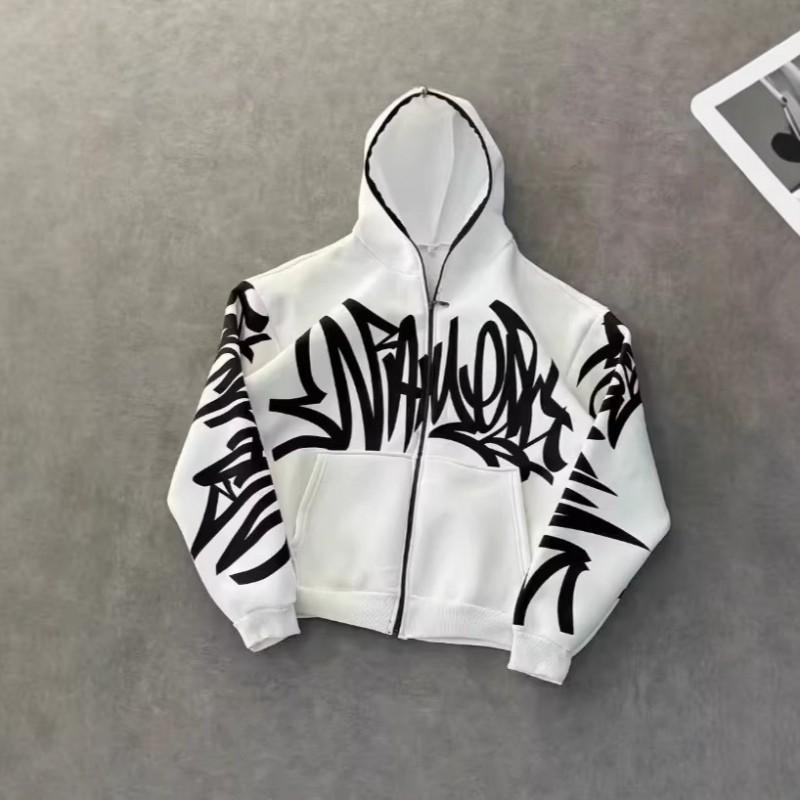 Unisex Streetwear Hooded Zip-Up Sweatshirt With 3D Print Loose Fit Long Sleeve Pullover Men Women