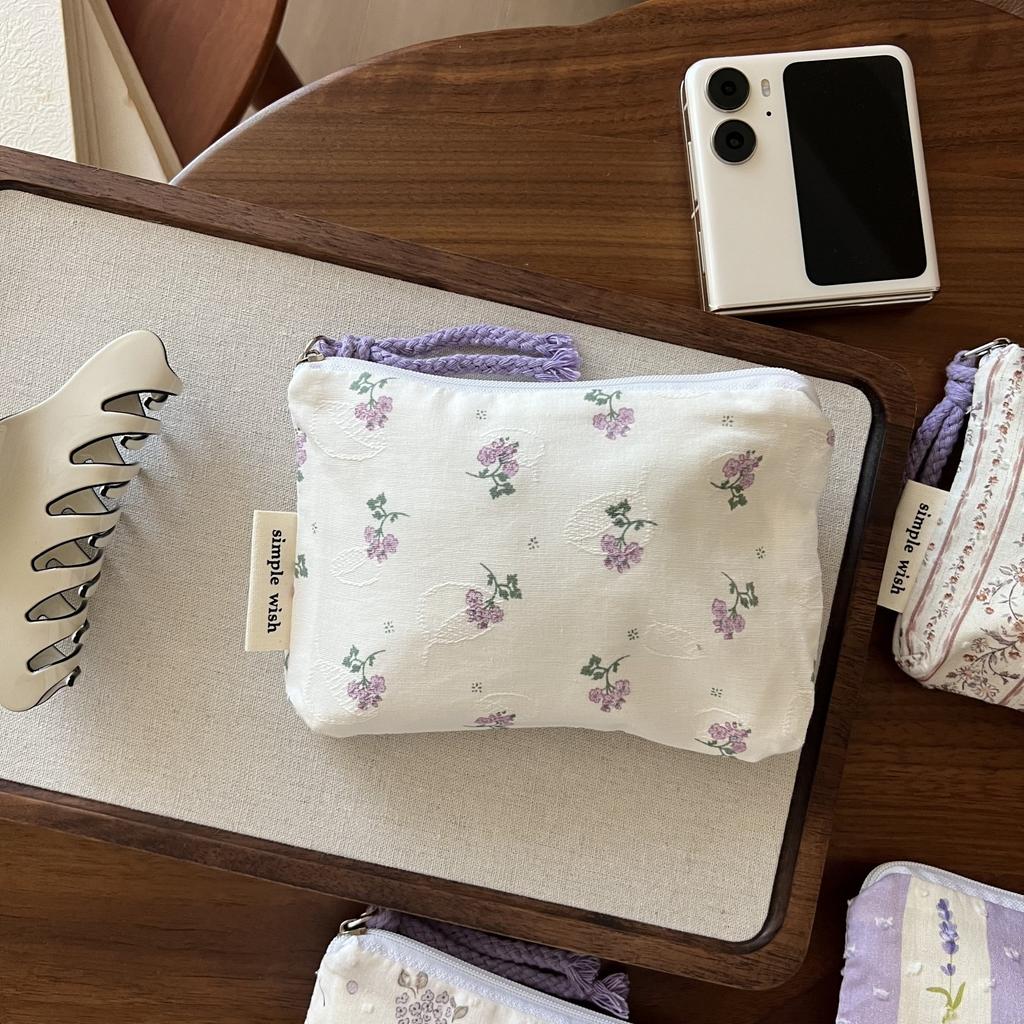 Süße Damen Make-up Mini Tasche Koreanisch Floral Tragbare Münzbörse Kleine Tasche Handtasche Kawaii Weibliche Kosmetik Aufbewahrung Reißverschlusstasche