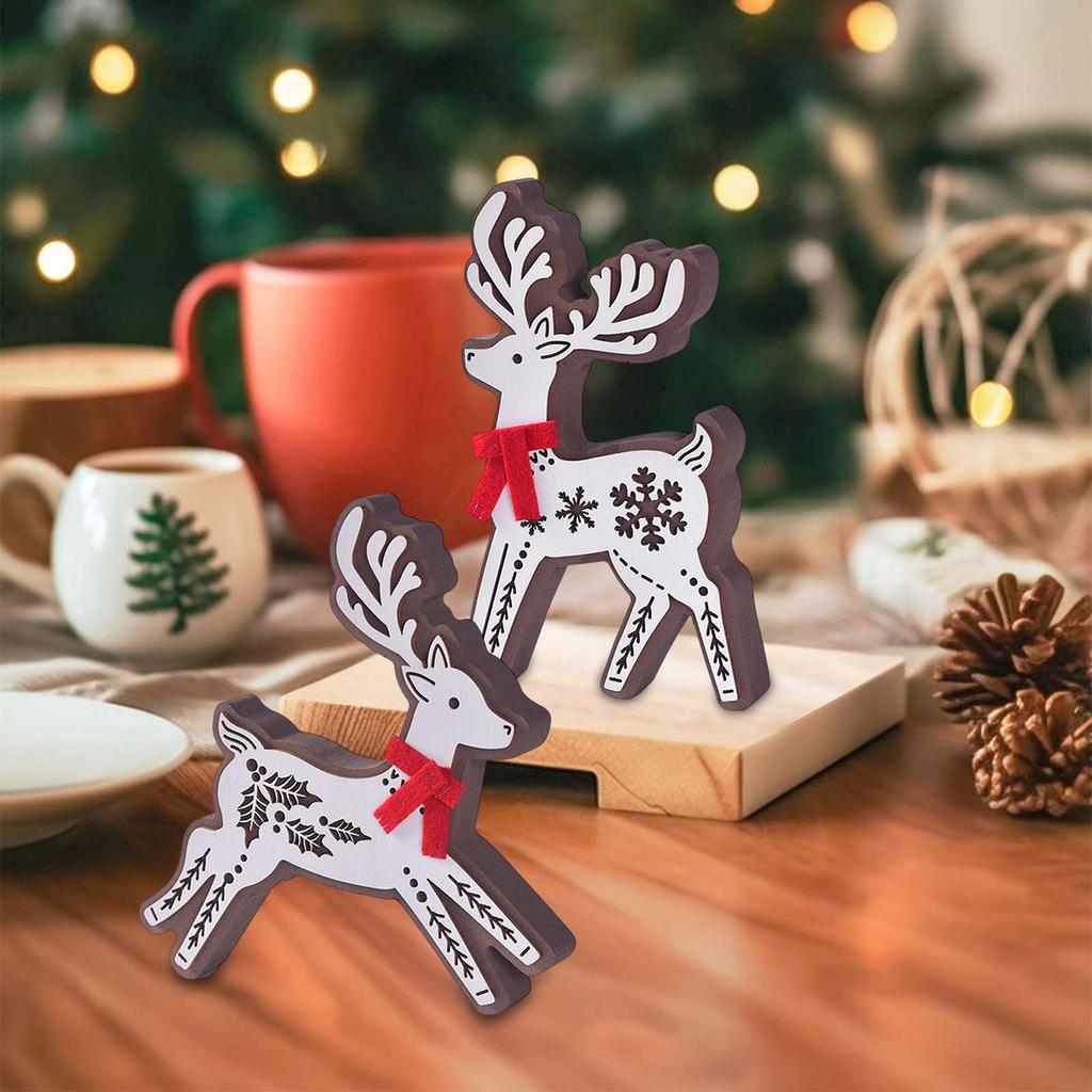 Christmas Elk  Wooden Ornaments Christmas Decorations Deer Ornaments Christmas Desktop Window Deer Decoration