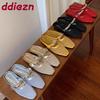 Fashion Fashion Metal Female Flats Slippers Sandals Shoes For Women Mules Summer Beach Slides Footwear Mesh Ladies Flats Slippers Shoes