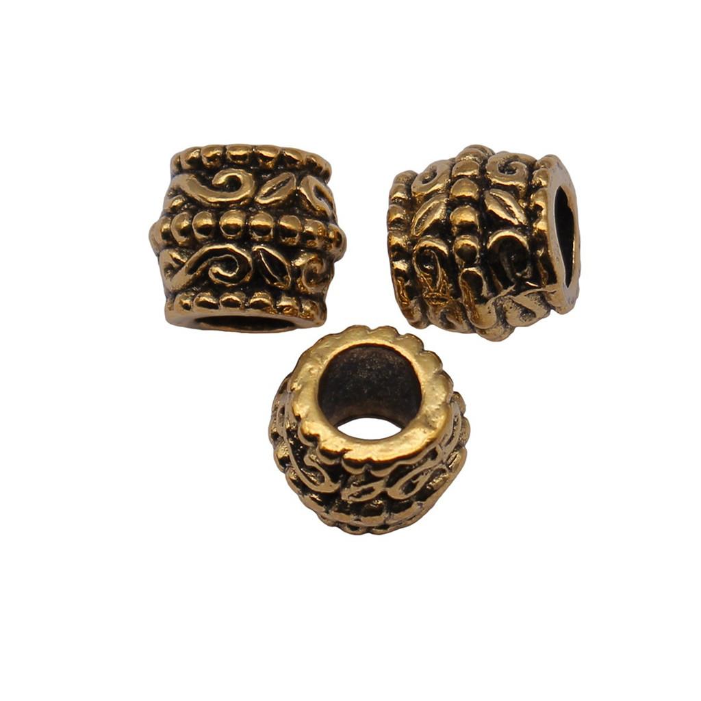 Vintage Floral Pattern Cylinder Beads Antique Style Large Hole Spacers For DIY