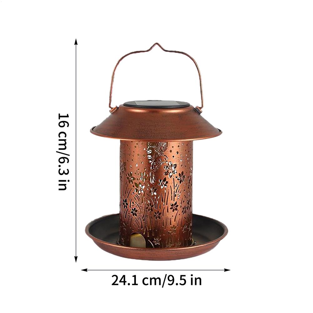

NEW Solar Bird Feeder Waterproof Metal Backyard Lantern Decor Hollow Wild Bird Feeders For Balcony Patio Garden Window Deck Lawn
